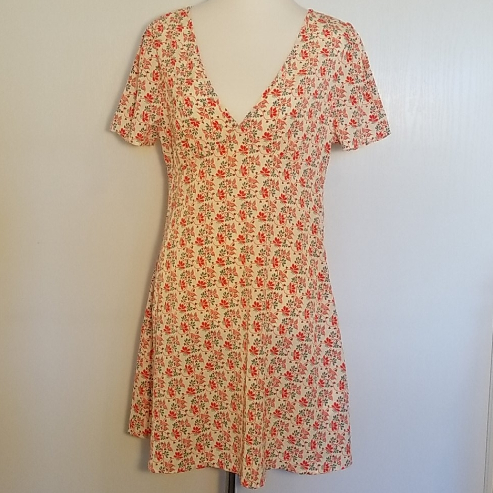 COTTONON Woven Dotti Deep V Puff Sleeve Mini Dress